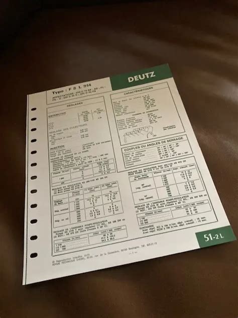 FICHE TECHNIQUE RTD Moteur DEUTZ F 8 L 914 monté sur 230D19 230D25K