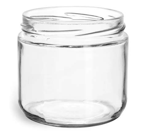 16 Oz Clear Glass Straight Sided Jars Bulk