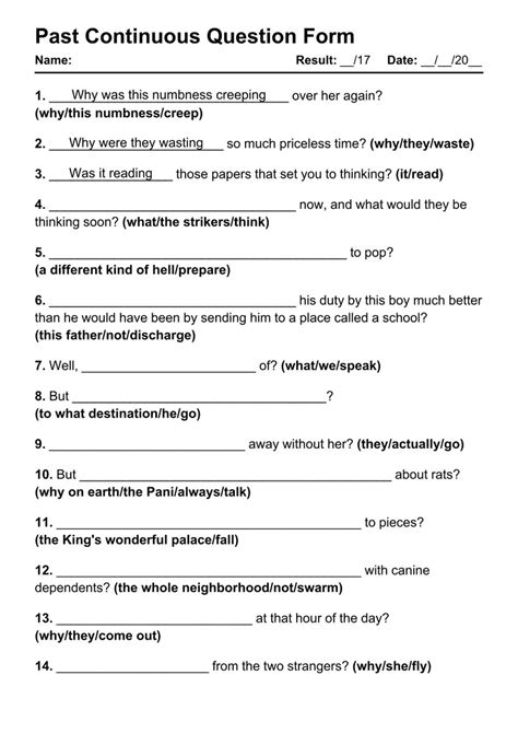 22 Past Continuous Question PDF Worksheets With Answers Grammarism