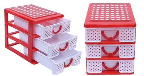 Kuber Industries Plastic 2 Pieces Three Layer Drawer Storage Cabinet