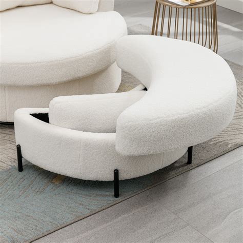 Homlike 327 W Sherpa Upholstered Half Crescent Moon Storage Bench