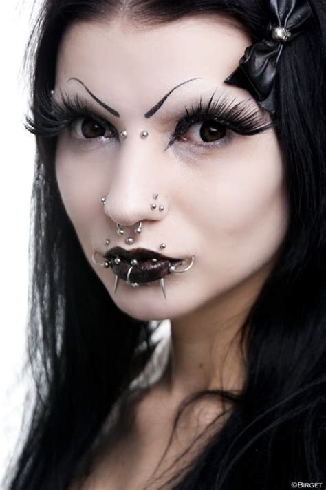 Piercings Piercing Gothic Goth Black Lips Black Hair Body Piercing