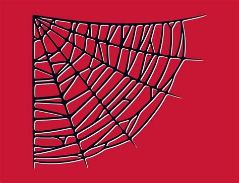 Spider Web Isolated On Red Background Spooky Halloween Cobwebs With