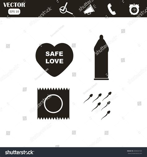 Safe Sex Love Icons Condom Package Stock Vector Royalty Free 409654165 Shutterstock