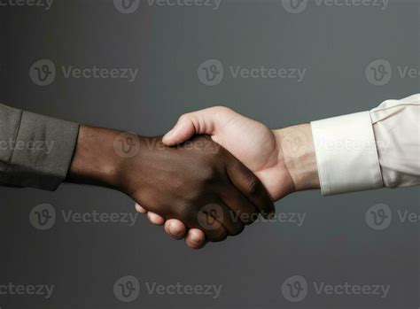 Two Hands Of Different Skin Tones Shaking Unity And Diversity Concept