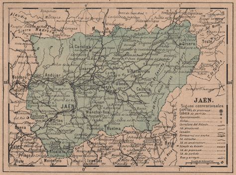 Ja N Jaen Andalucia Mapa Antiguo De La Provincia Old Antique Chart