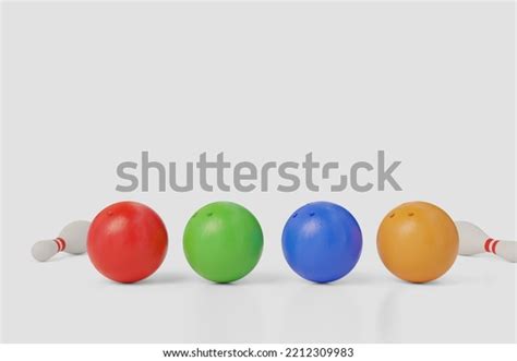 Bowling Balls Different Colors Game Skittles Stock Illustration