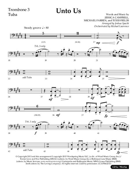 Unto Us Choral Anthem Satb Trombonetuba Sheet Music Pdf Lifeway