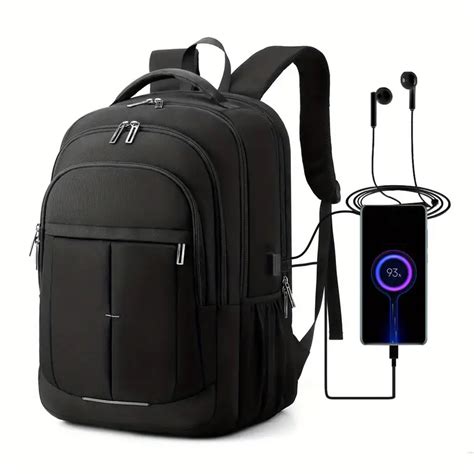 Large Laptop Backpack Usb Charging Port Multi Pocket Design Temu