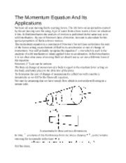 The Momentum Equation And Its Applications - The Momentum Equation And Its Applications We have ...