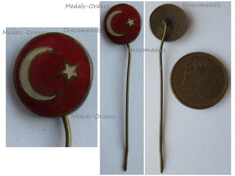 Turkey WWI Cap Badge Crescent Star Patriotic Stickpin Ottoman Empire