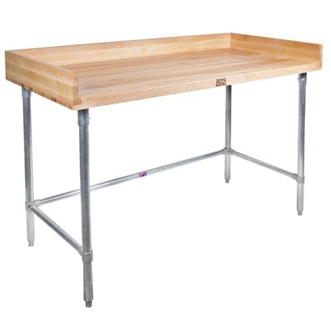 John Boos Co Dsb A Wood Top Baker S Table With Stainless Steel Base