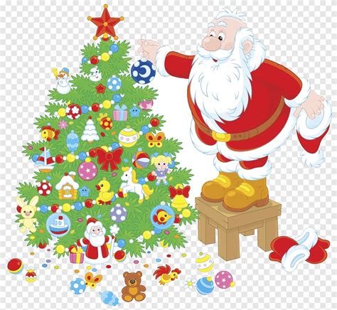 Santa Claus Christmas Tree Ilustra O Papai Noel E Material Da Rvore