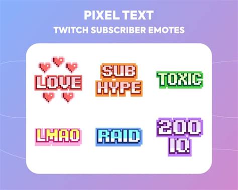 Twitch Emotes Pixel Art Text Emotes Sub Hype Love Etsy