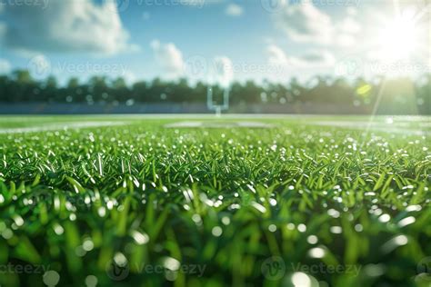 Empty football field celebrating win with focus on grass. 46174164 ...