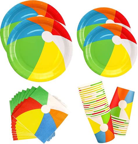 Colorful Party Supplies Including Plates Napkins And Cups For Kids To