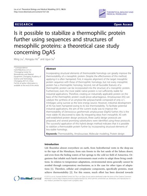 Pdf Is It Possible To Stabilize A Thermophilic Protein Further Using