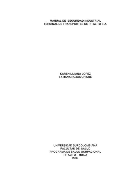 PDF MANUAL DE SEGURIDAD INDUSTRIAL TERMINAL Seguridad Industrial