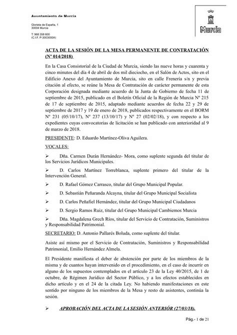 Pdf Acta De La Sesi N De La Mesa Permanente De Acta M Acta De La