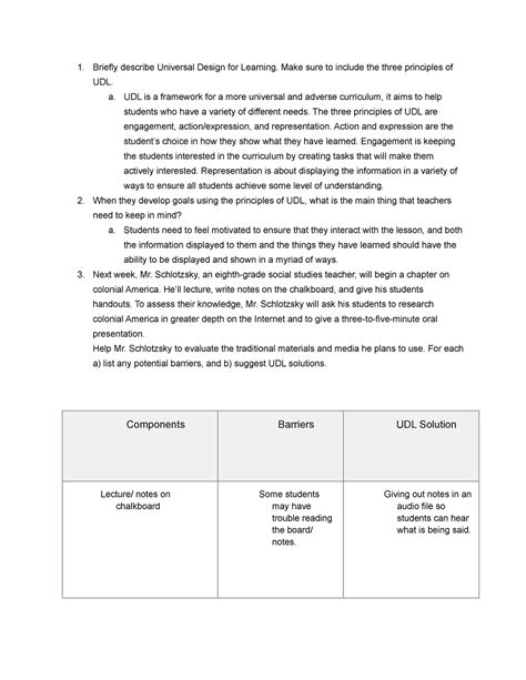 IRIS Module Teri 2 Briefly Describe Universal Design For Learning