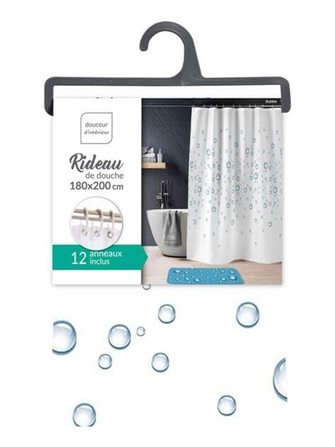 Rideau De Douche Polyester X Bubble Bleu Kiabi