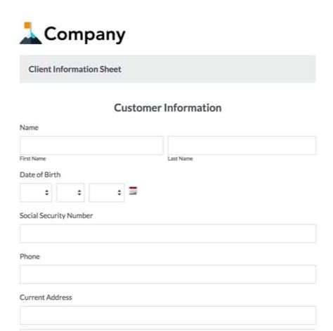 Client Information Form Template Formstack