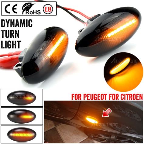 Para Peugeot 307 206 407 107 607 Citroen C1 C2 C3 C5 Dinâmico Led