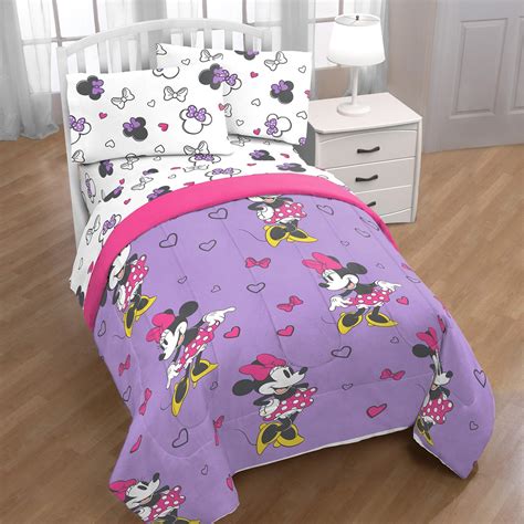 Disneys Minnie Mouse Purple Love Comforter Bedding Sets Bed In A