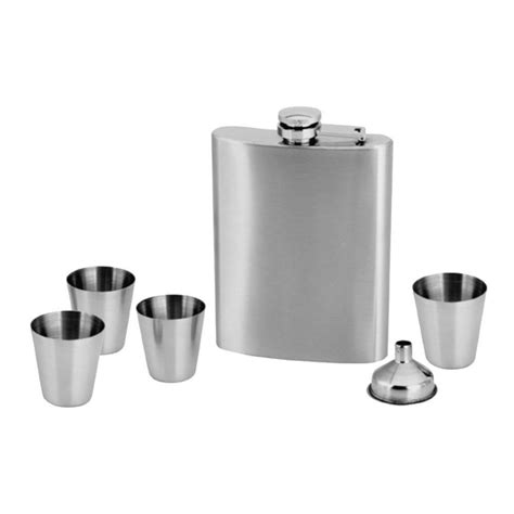 Kit Cantil Garrafa De Bolso Inox Copos E Funil Pe As