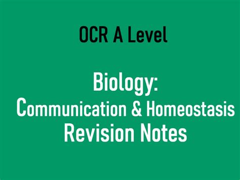 Ocr A Level Biology Communication And Homeostasis Revision Notes