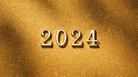 2024 New Year Coming Golden Numbers 2024 On Gold Glitter Texture