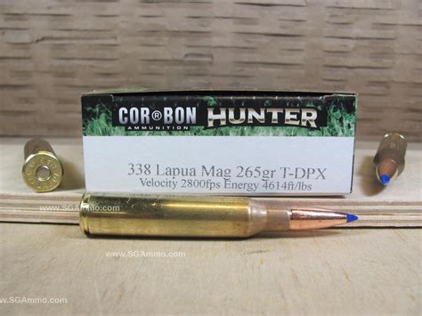 20 Round Box 338 Lapua Magnum 265 Grain T Dpx Corbon Hunter Ammo Dpx338l265 20