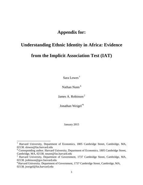 Pdf Appendix For Understanding Ethnic Identity In Africa · The