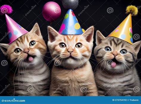 Collage Of Cats Wearing Party Hat, Generative Ai Royalty-Free Stock ...