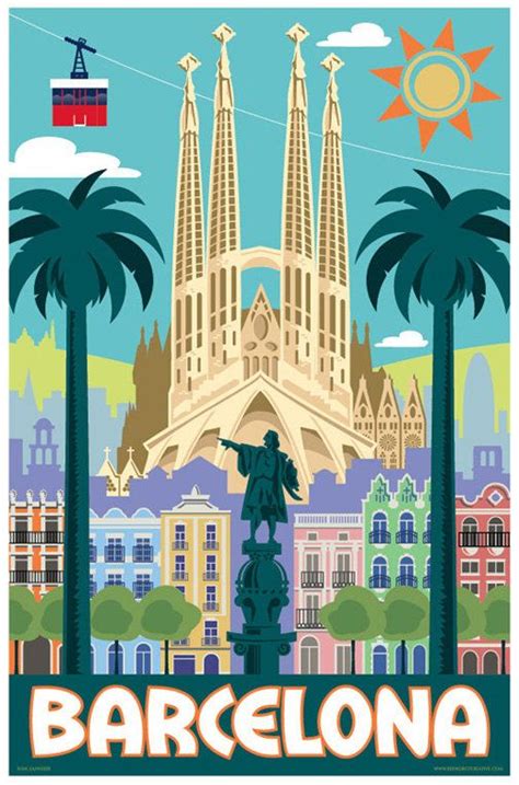 Barcelona Sagrada Familia Retro Travel Poster Print By Red Robot