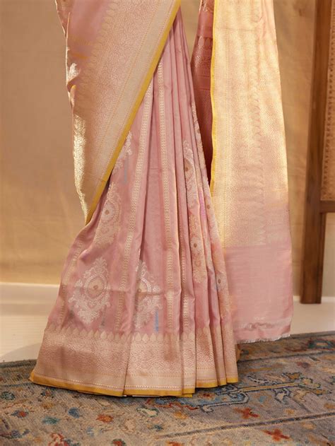 Onion Pink Banarsi Kattan Silk Saree