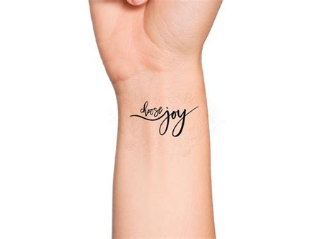 Choose Joy Calligraphy Quote Temporary Tattoo Love Yourself Quote Be