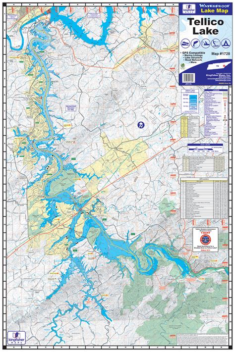 Tellico Lake Waterproof Map #1728 – Kingfisher Maps, Inc.