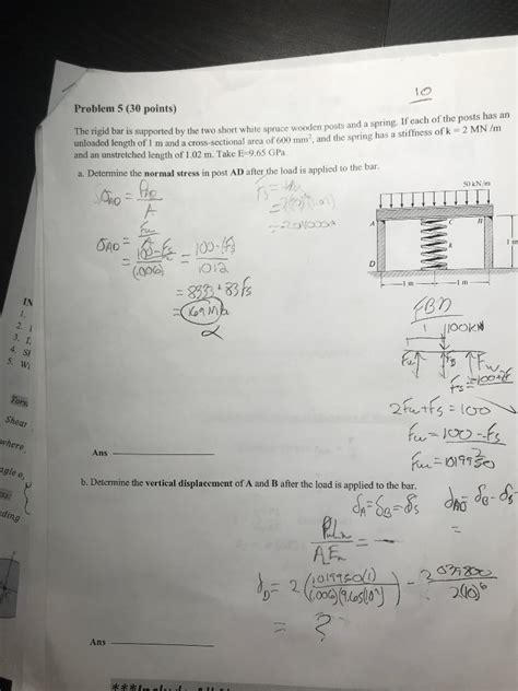 Solved Problem Points The Rigid Bar Is Supported By Chegg