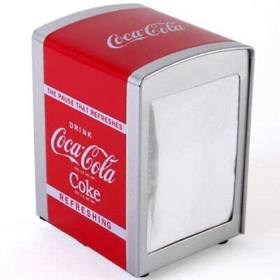 COCA COLA NAPKIN DISPENSER COKE SERVIETTE STORAGE TIN TISSUE EBay