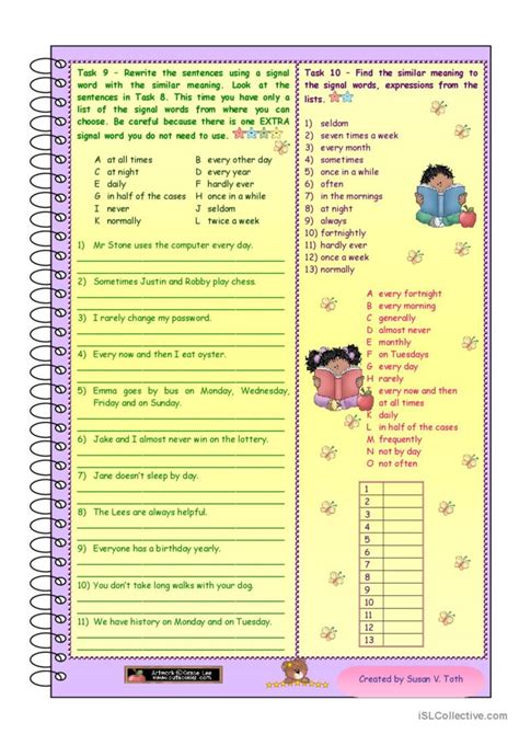 Signal Words Present Simple Tense English Esl Worksheets Pdf Doc