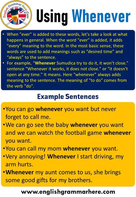 Using Whenever In English Example Sentences With Whenever English