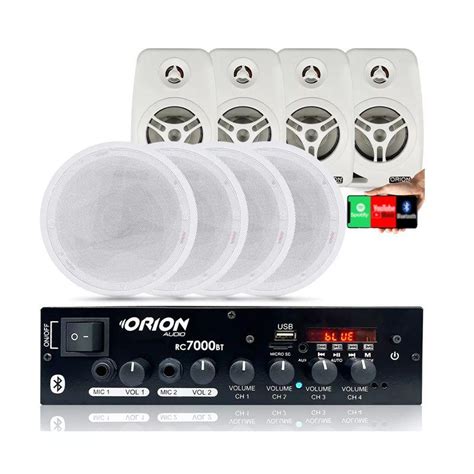 Kit Som Ambiente Amplificador Caixas Teto Parede Orion