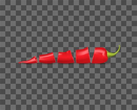 Realista Detalhado 3d Red Hot Chili Pepper Slice Set Em Um Fundo