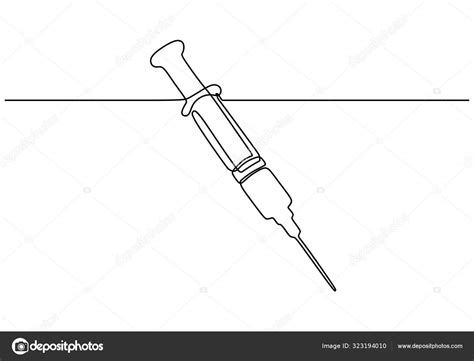 Ciągły rysunek strzykawki z wektorem igły w jednej linii Sprzęt
