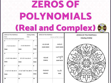 Zeros Of Polynomials Real And Complex Coloring Activity Color By Code Teaching Resources