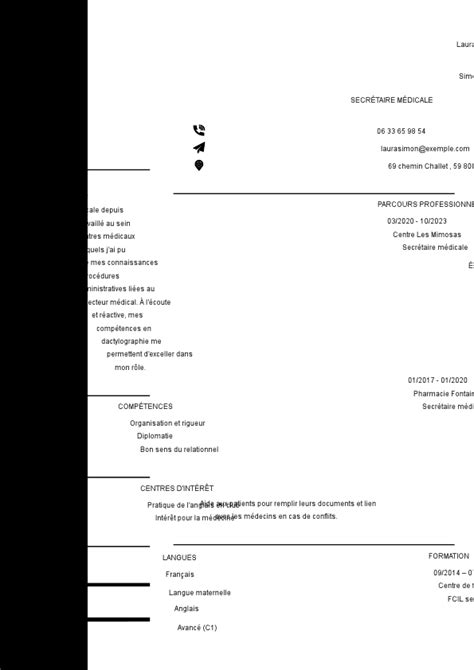 Cv Secr Taire M Dicale Exemples Moncvparfait