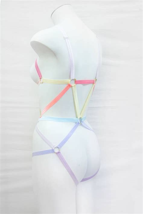 Pastel Rainbow Body Harness Lingerie Rainbow Fashion Pastel Etsy