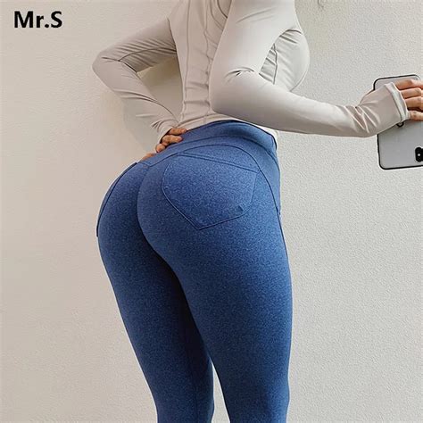 Buy Blue Energetic Sports Leggings High Waist Butt