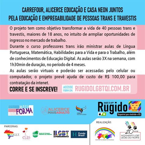 Projeto De Educa O E Empregabilidade De Pessoas Trans E Travestis